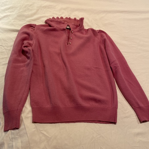 Beautiful vintage French cashmere ruffle pearl button sweater, XSP - Picture 12 of 12